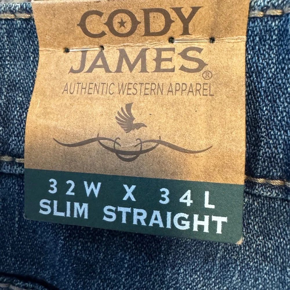 NEW Cody James Men's Slim‎ Straight Jeans 32X34 Roan Wash Western Rodeo Cowboy